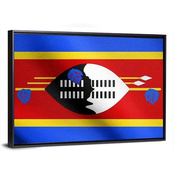 Swazi National Official Flag Canvas Wall Art-5 Horizontal-Gallery Wrap-22" x 12"-Tiaracle