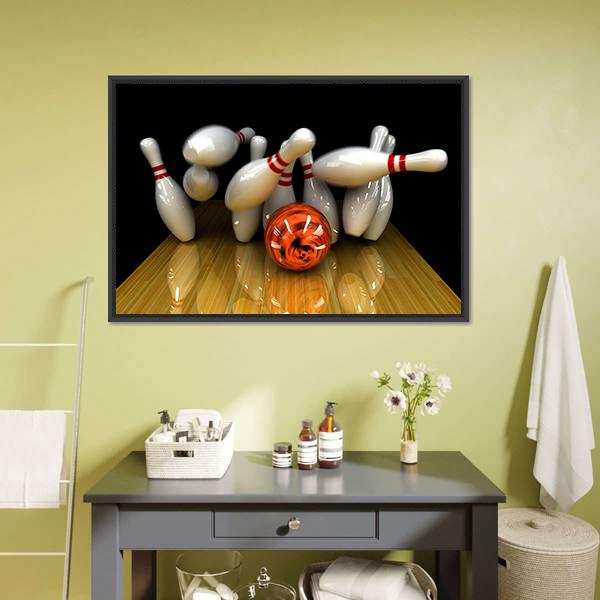 Swirling Strike In Bowling Canvas Wall Art-1 Piece-Floating Frame-24" x 16"-Tiaracle