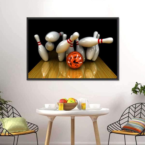 Swirling Strike In Bowling Canvas Wall Art-5 Horizontal-Gallery Wrap-22" x 12"-Tiaracle