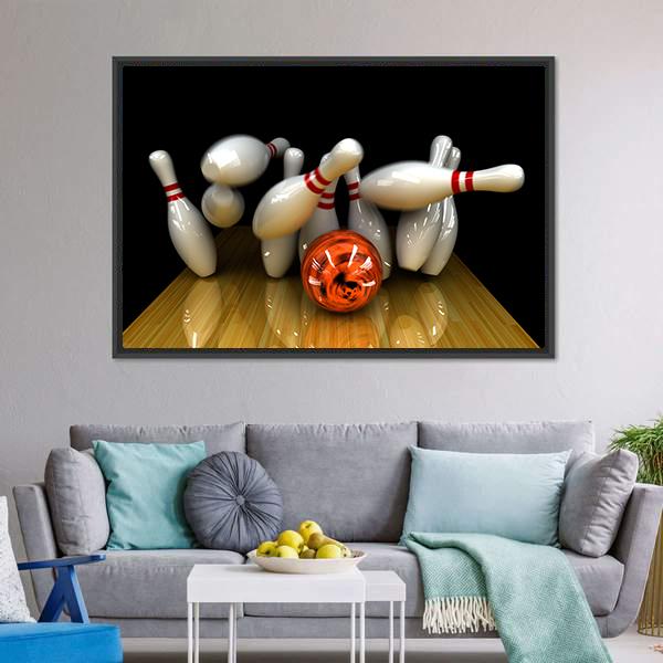 Swirling Strike In Bowling Canvas Wall Art-5 Horizontal-Gallery Wrap-22" x 12"-Tiaracle