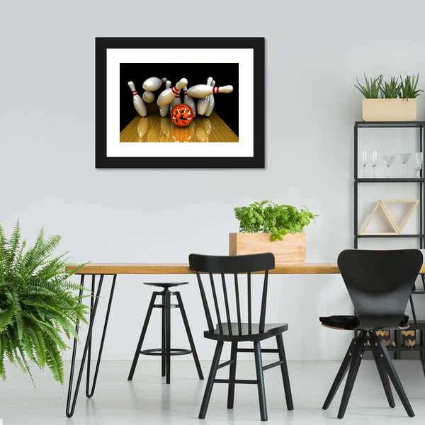 Swirling Strike In Bowling Canvas Wall Art-5 Horizontal-Gallery Wrap-22&quot; x 12&quot;-Tiaracle