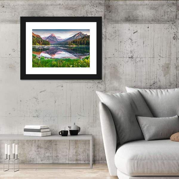 Swiss Lake Obersee In Switzerland Canvas Wall Art-3 Horizontal-Gallery Wrap-25" x 16"-Tiaracle