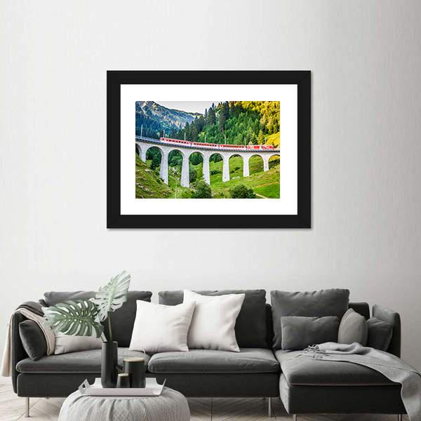 Swiss Railway Track View In Switzerland Canvas Wall Art-1 Piece-Framed Print-30" x 20"-Tiaracle