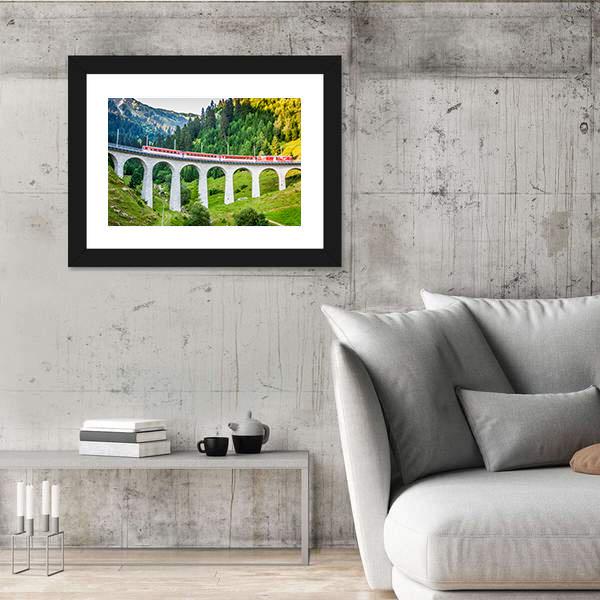Swiss Railway Track View In Switzerland Canvas Wall Art-5 Horizontal-Gallery Wrap-22" x 12"-Tiaracle
