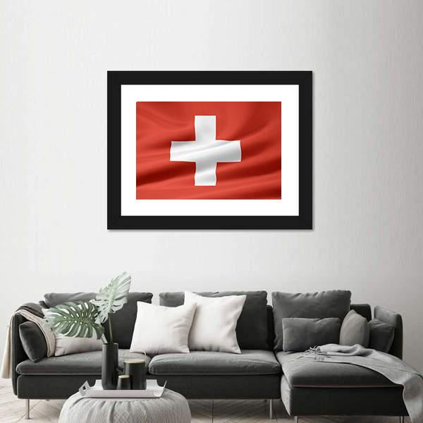 Switzerland Flag Canvas Wall Art-1 Piece-Framed Print-20" x 16"-Tiaracle