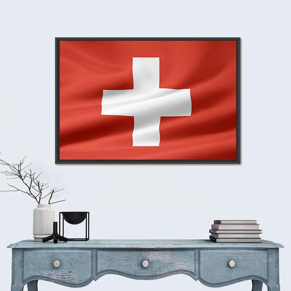 Switzerland Flag Canvas Wall Art-5 Horizontal-Gallery Wrap-22" x 12"-Tiaracle
