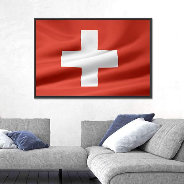 Switzerland Flag Canvas Wall Art-5 Horizontal-Gallery Wrap-22" x 12"-Tiaracle
