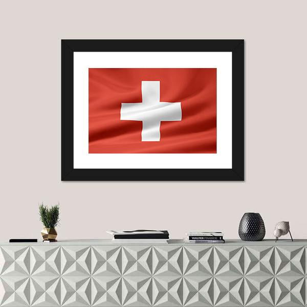 Switzerland Flag Canvas Wall Art-5 Horizontal-Gallery Wrap-22" x 12"-Tiaracle