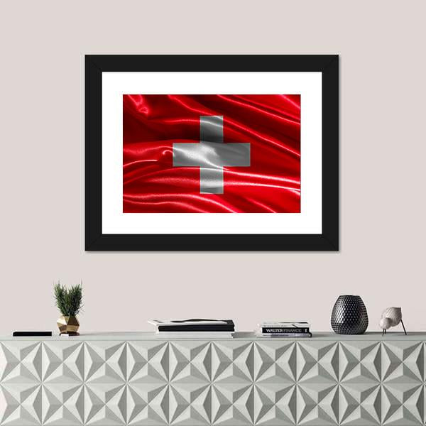Switzerland Wavy Flag Canvas Wall Art-1 Piece-Framed Print-30" x 20"-Tiaracle