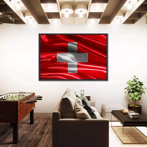 Switzerland Wavy Flag Canvas Wall Art-5 Horizontal-Gallery Wrap-22" x 12"-Tiaracle