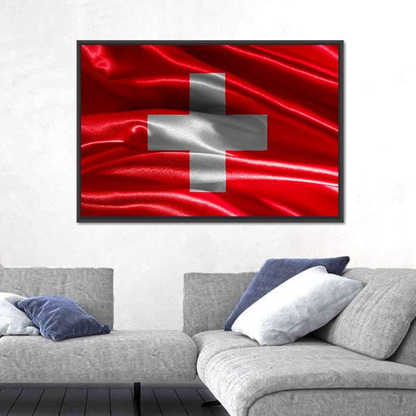 Switzerland Wavy Flag Canvas Wall Art-5 Horizontal-Gallery Wrap-22" x 12"-Tiaracle