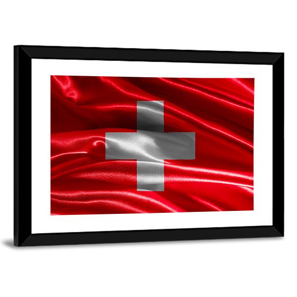 Switzerland Wavy Flag Canvas Wall Art-5 Horizontal-Gallery Wrap-22" x 12"-Tiaracle
