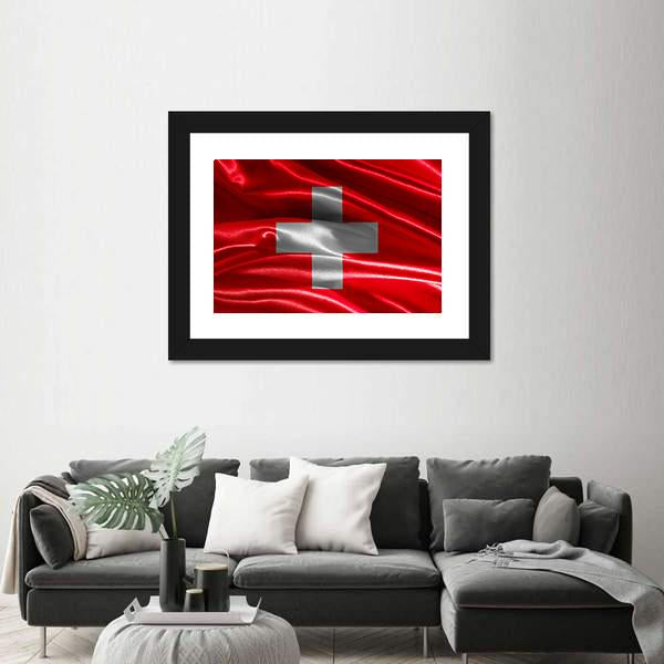 Switzerland Wavy Flag Canvas Wall Art-5 Horizontal-Gallery Wrap-22" x 12"-Tiaracle