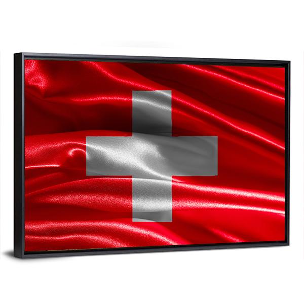 Switzerland Wavy Flag Canvas Wall Art-5 Horizontal-Gallery Wrap-22" x 12"-Tiaracle