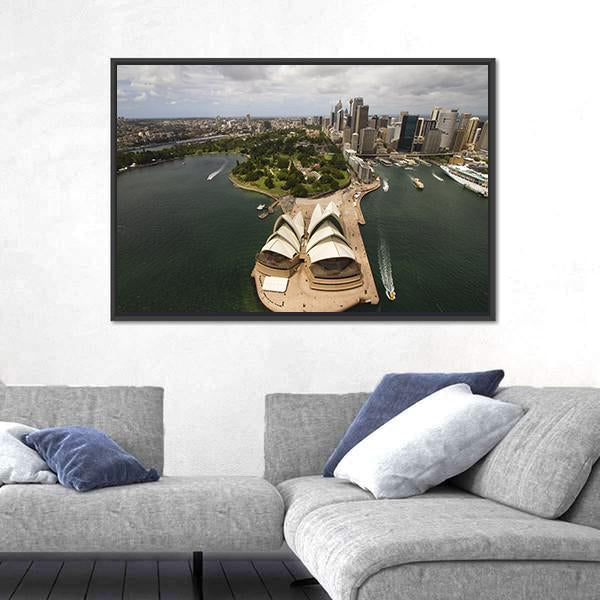 Sydney City From The Air Canvas Wall Art-5 Horizontal-Gallery Wrap-22" x 12"-Tiaracle