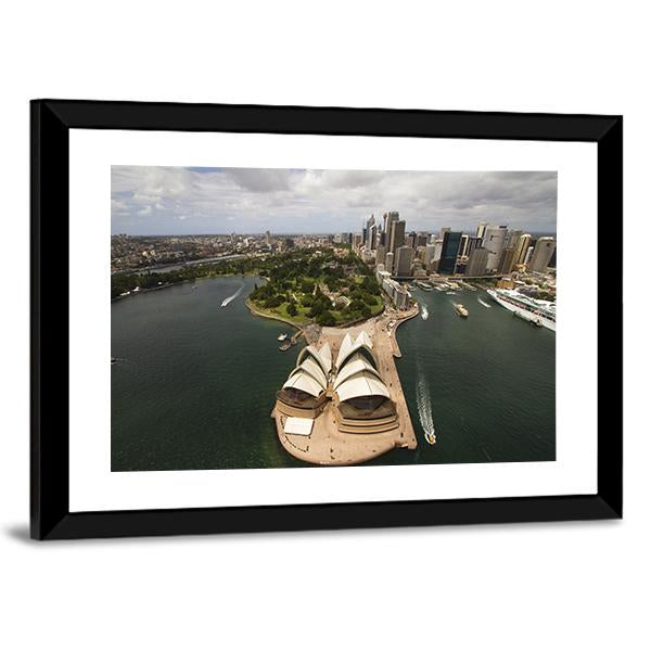Sydney City From The Air Canvas Wall Art-5 Horizontal-Gallery Wrap-22" x 12"-Tiaracle