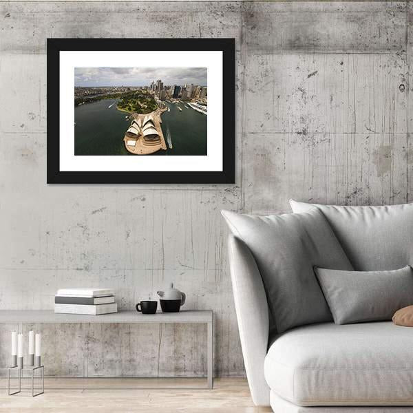 Sydney City From The Air Canvas Wall Art-5 Horizontal-Gallery Wrap-22" x 12"-Tiaracle
