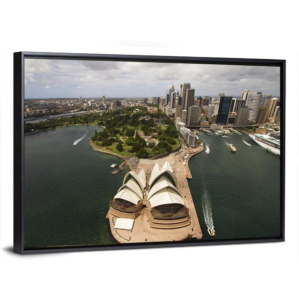 Sydney City From The Air Canvas Wall Art-5 Horizontal-Gallery Wrap-22" x 12"-Tiaracle