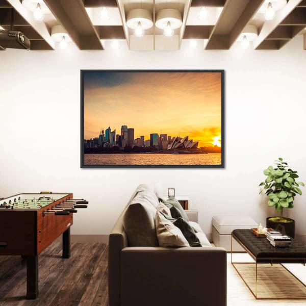 Sydney City View At Sunset Canvas Wall Art-5 Horizontal-Gallery Wrap-22" x 12"-Tiaracle