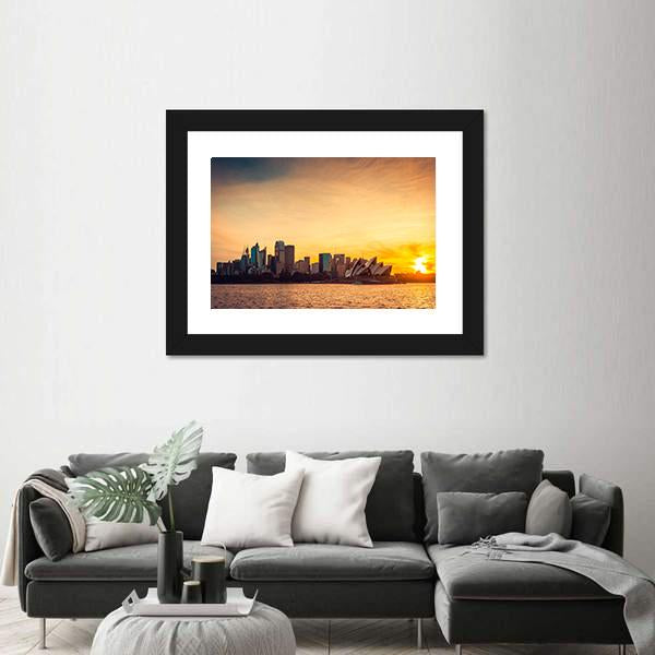Sydney City View At Sunset Canvas Wall Art-5 Horizontal-Gallery Wrap-22" x 12"-Tiaracle