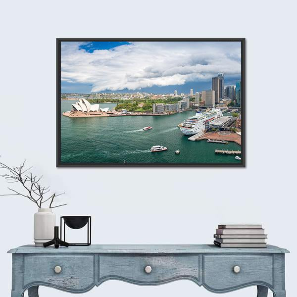 Sydney Harbour Area Canvas Wall Art-1 Piece-Floating Frame-24" x 16"-Tiaracle