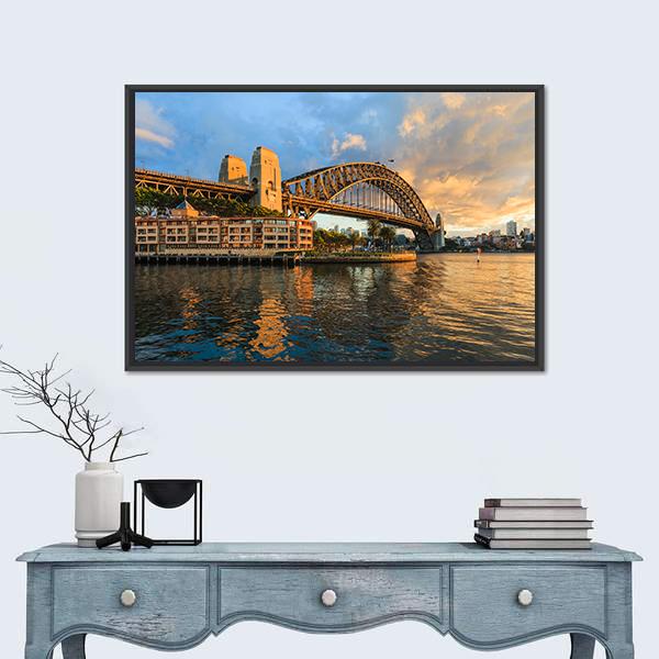 Sydney Harbour Bridge Canvas Wall Art-1 Piece-Floating Frame-36" x 24"-Tiaracle