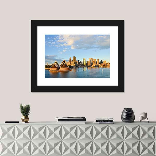 Sydney Opera House And City Canvas Wall Art-1 Piece-Framed Print-30" x 20"-Tiaracle