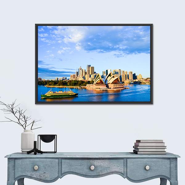 Sydney Opera Houses Canvas Wall Art-1 Piece-Floating Frame-24" x 16"-Tiaracle
