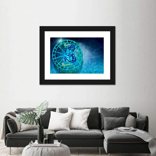 Symbol Of Aquarius Horoscope Canvas Wall Art-5 Horizontal-Gallery Wrap-22" x 12"-Tiaracle