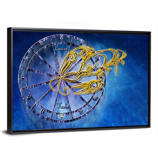 Symbol Of Cancer Horoscope Canvas Wall Art-5 Horizontal-Gallery Wrap-22" x 12"-Tiaracle