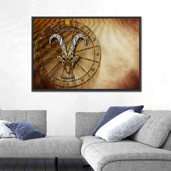 Symbol Of Capricorn Horoscope Canvas Wall Art-5 Horizontal-Gallery Wrap-22" x 12"-Tiaracle