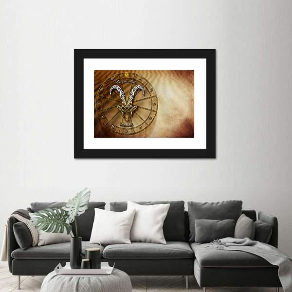 Symbol Of Capricorn Horoscope Canvas Wall Art-5 Horizontal-Gallery Wrap-22" x 12"-Tiaracle