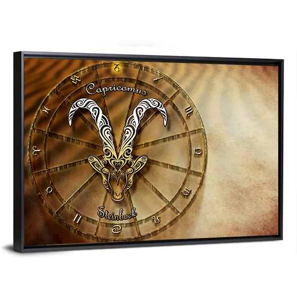 Symbol Of Capricorn Horoscope Canvas Wall Art-5 Horizontal-Gallery Wrap-22" x 12"-Tiaracle