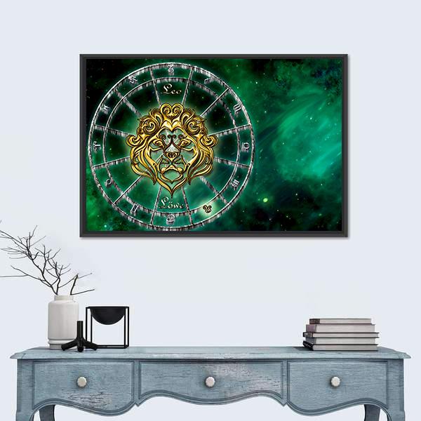 Symbol Of Leo Horoscope Canvas Wall Art-1 Piece-Floating Frame-24" x 16"-Tiaracle