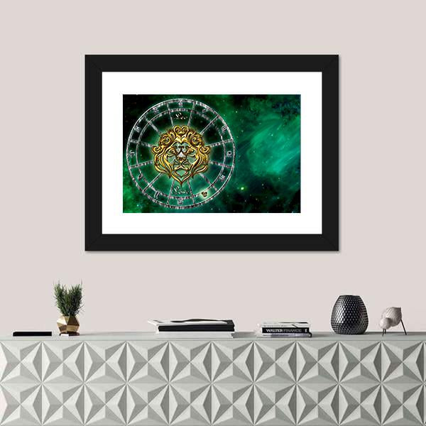 Symbol Of Leo Horoscope Canvas Wall Art-1 Piece-Framed Print-20" x 16"-Tiaracle