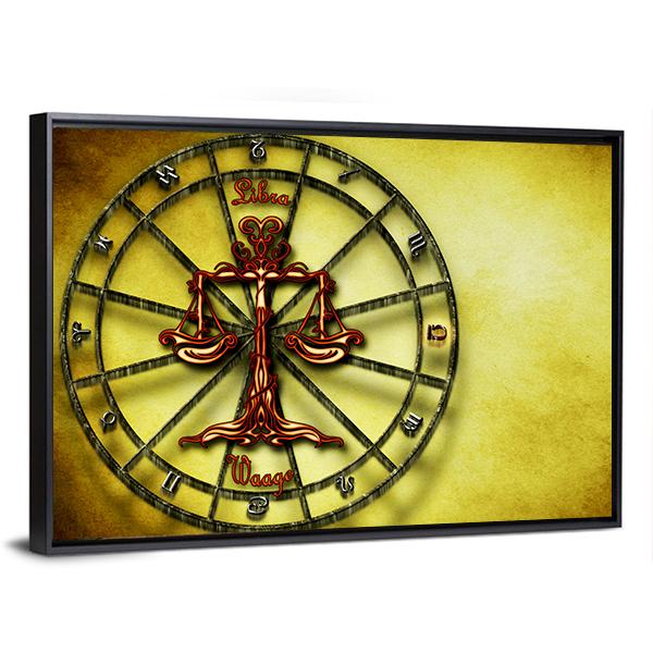 Symbol Of Libra Horoscope Canvas Wall Art-5 Horizontal-Gallery Wrap-22" x 12"-Tiaracle
