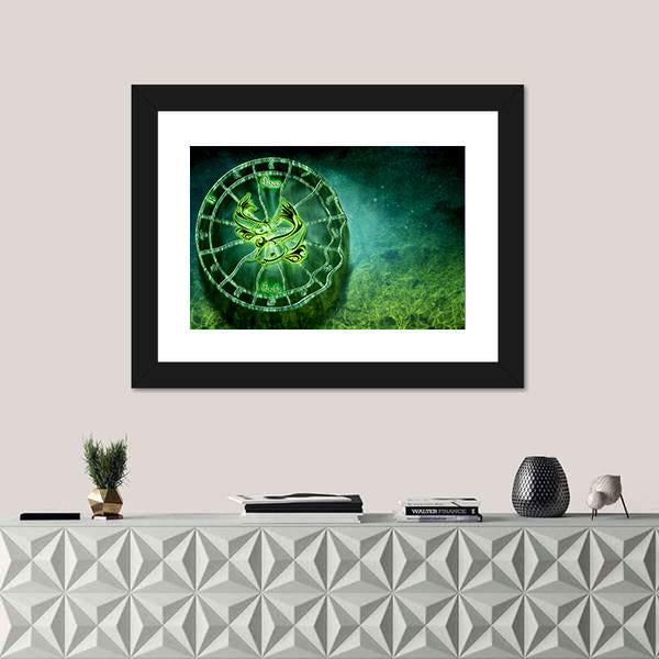 Symbol Of Pisces Horoscope Canvas Wall Art-1 Piece-Framed Print-20" x 16"-Tiaracle