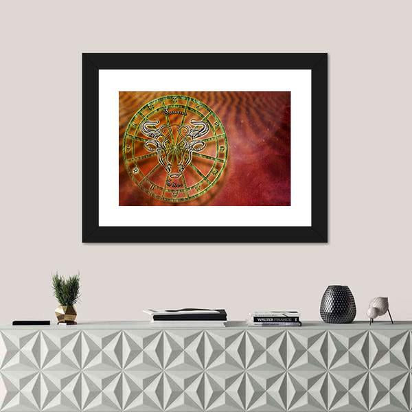 Symbol Of Taurus Horoscope Canvas Wall Art-1 Piece-Framed Print-20" x 16"-Tiaracle