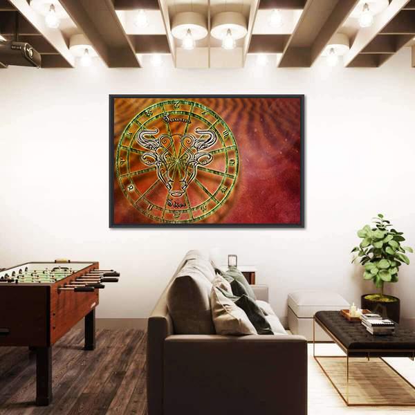 Symbol Of Taurus Horoscope Canvas Wall Art-5 Horizontal-Gallery Wrap-22" x 12"-Tiaracle