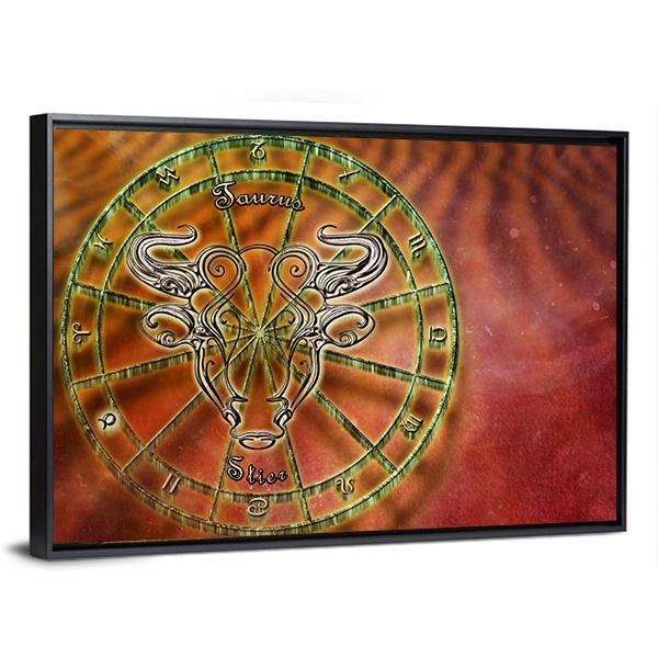 Symbol Of Taurus Horoscope Canvas Wall Art-5 Horizontal-Gallery Wrap-22" x 12"-Tiaracle