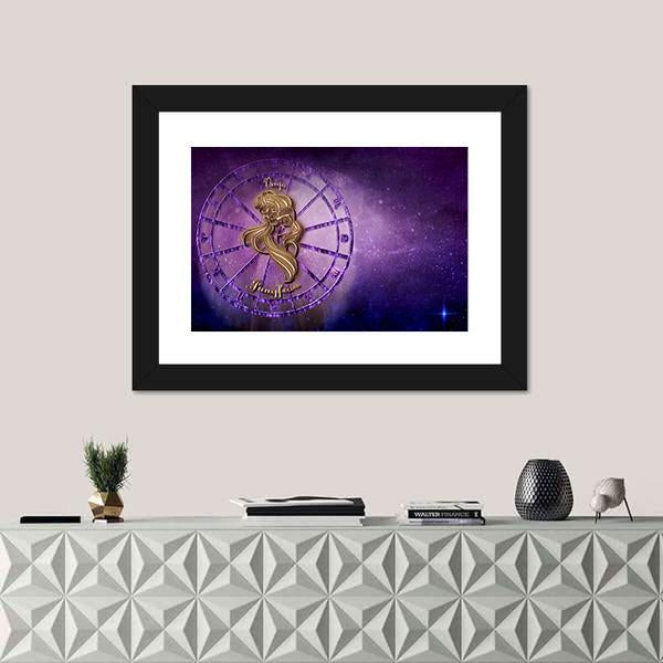 Symbol Of Virgo Horoscope Canvas Wall Art-1 Piece-Framed Print-20" x 16"-Tiaracle