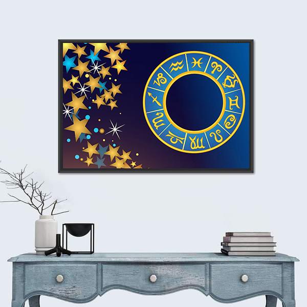 Symbol Of Zodiac Canvas Wall Art-1 Piece-Floating Frame-24" x 16"-Tiaracle