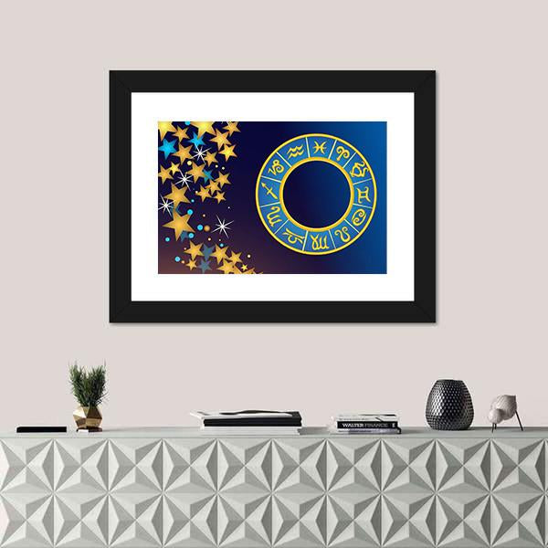 Symbol Of Zodiac Canvas Wall Art-1 Piece-Framed Print-20" x 16"-Tiaracle