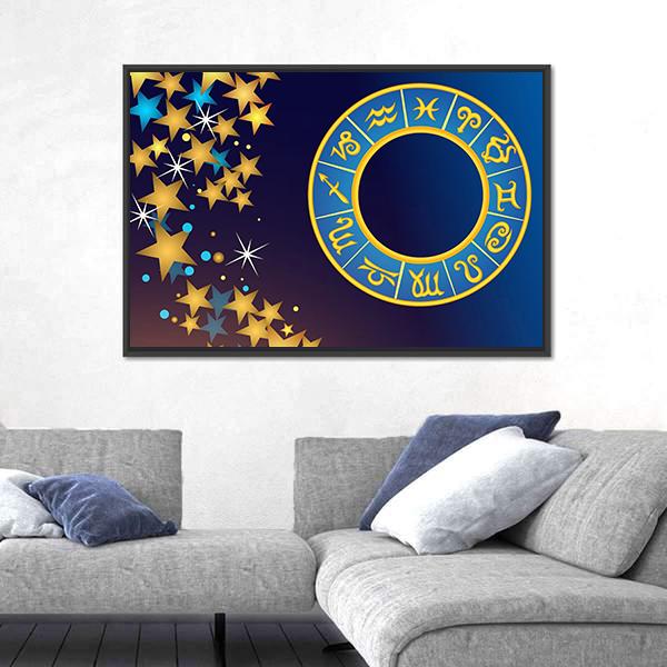Symbol Of Zodiac Canvas Wall Art-5 Horizontal-Gallery Wrap-22" x 12"-Tiaracle