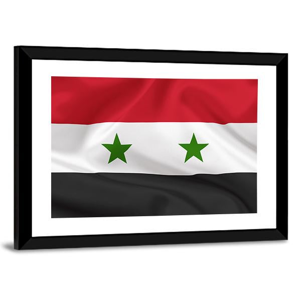 Syria Flag On Waving Silk Canvas Wall Art-5 Horizontal-Gallery Wrap-22" x 12"-Tiaracle