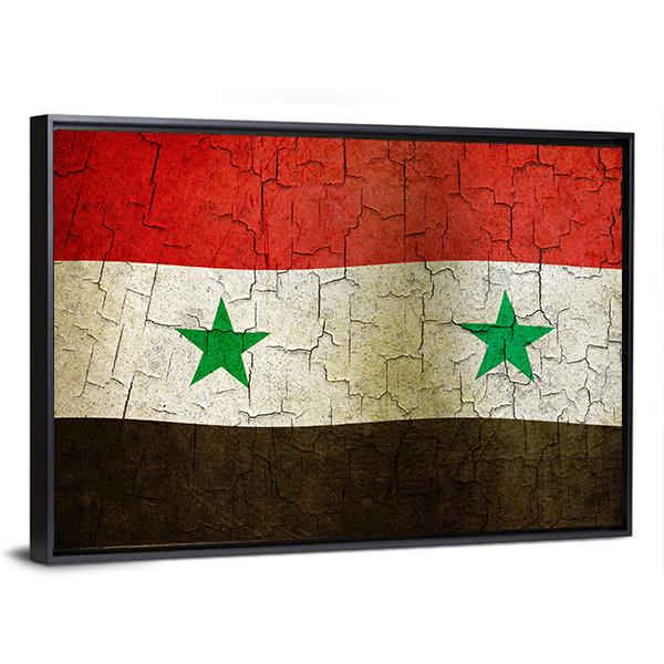 Syrian Flag On A Cracked Grunge Canvas Wall Art-3 Horizontal-Gallery Wrap-25" x 16"-Tiaracle