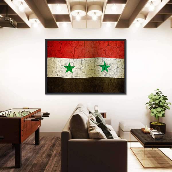 Syrian Flag On A Cracked Grunge Canvas Wall Art-3 Horizontal-Gallery Wrap-25" x 16"-Tiaracle