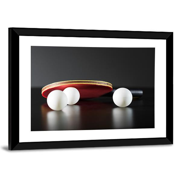Table Tennis Racket And Balls On Dark Table Canvas Wall Art-5 Horizontal-Gallery Wrap-22" x 12"-Tiaracle