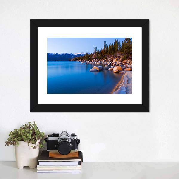 Tahoe Lake After Sunset Canvas Wall Art-1 Piece-Framed Print-20" x 16"-Tiaracle