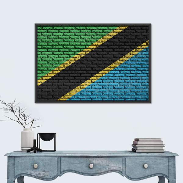 Tanzania Flag Canvas Wall Art-1 Piece-Floating Frame-36" x 24"-Tiaracle